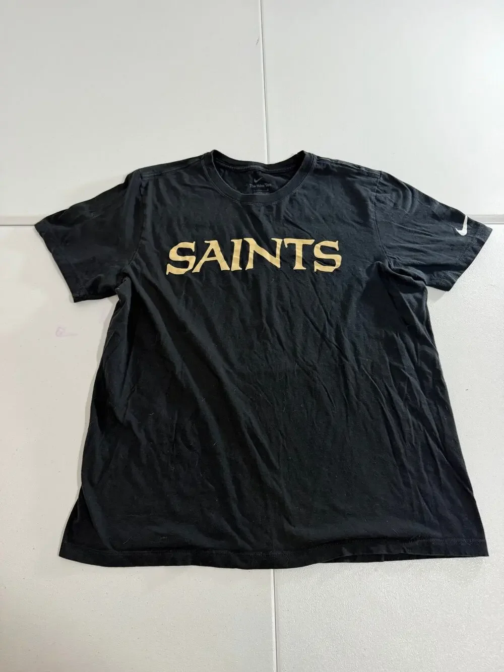 New Orleans Saints T-Shirt Mens Large Black Gold Nike NFL Football Tee